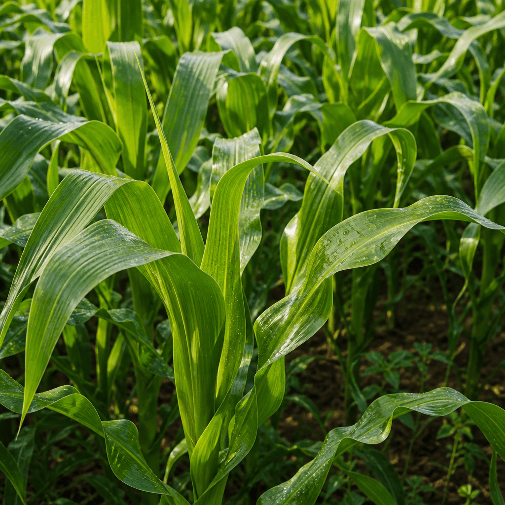 Healthy maize leaves